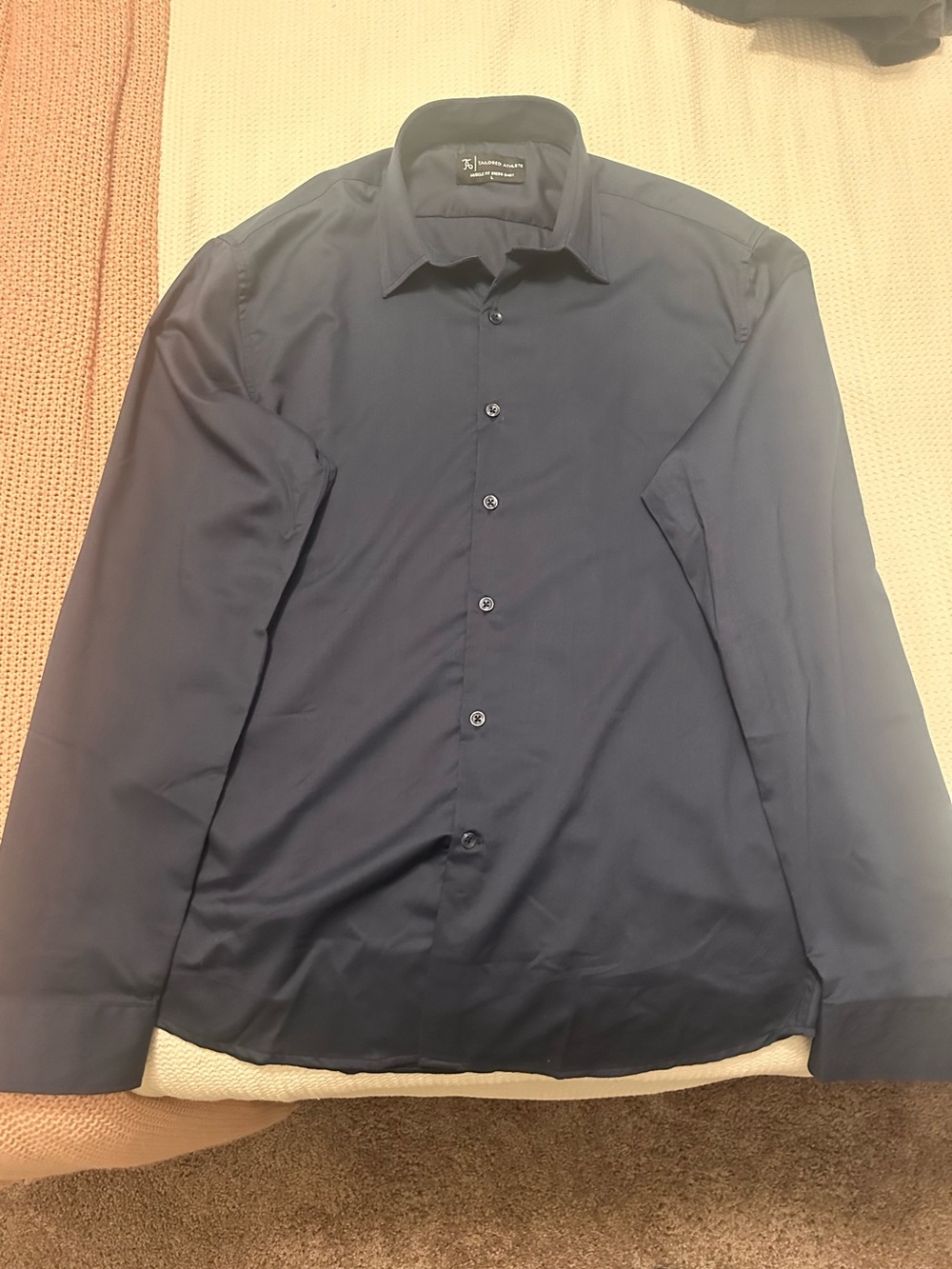 Tailored Athlete - Men's Classic Navy Stretch Dress Shirt - Slim Fit